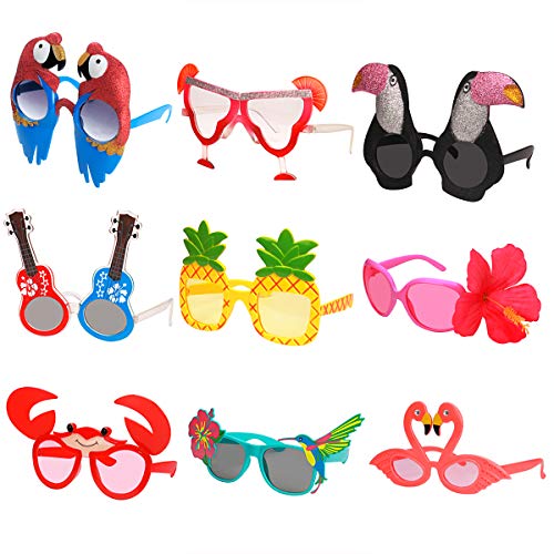 Product Cover Ocean Line Luau Party Sunglasses - 9 Pairs Funny Hawaiian Glasses, Tropical Fancy Dress Favors, Fun Summer Party Photo Booth Props, Novelty Party Supplies Decoration for Kids and Adults
