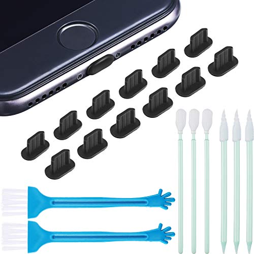 Product Cover Anti Dust Plugs Compatible with iPhone 5/6/ 7/8/ X/XS, Included Phone Port Cleaning Brush Kit, Cell Phone Speaker Cleaning Brushes and Phone Receiver Cleaning Brush Set (24 Pieces)
