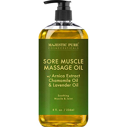 Product Cover MAJESTIC PURE Arnica Sore Muscle Massage Oil for Body - Best Natural Therapy with Lavender and Chamomile Essential Oils - Warming, Relaxing, Massaging Joint Pain Relief Support - 8 fl. oz