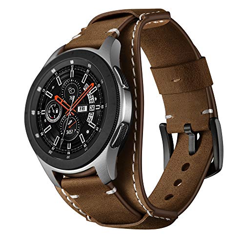 Product Cover Balerion Cuff Genuine Leather Watch Band,Compatible with Samsung Galaxy Watch 46mm,Gear S3,Fossil Q Explorist/Q Marshal Gen 2 and Other Standard 22mm Band Width Watch,Coffee