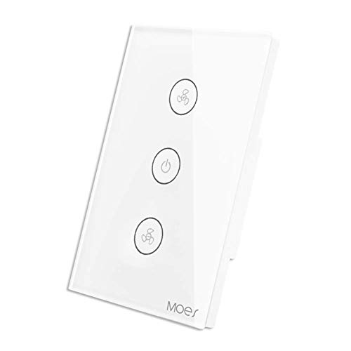 Product Cover MOES WiFi Smart Ceiling Fan Switch APP Remote Timer and Speed Control Compatible with Alexa and Google Home No Hub Required