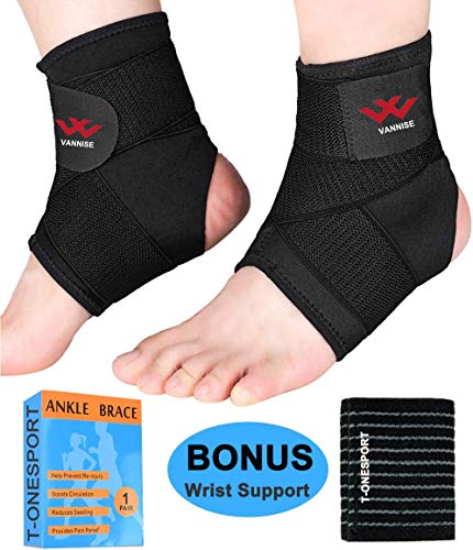 Product Cover Ankle Brace, 2PCS Breathable & Strong Ankle Support for Sprained Ankle, Stabiling Ligaments, Prevent Re-Injury, Compression Ankle Support Brace with Adjustable Wrap (L)