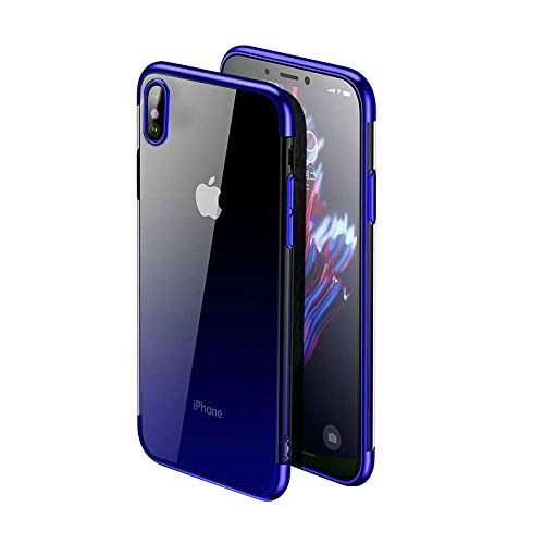 Product Cover eTopxizu Case Compatible iPhone Xs Max 6.5 Inch 2018, Slim Light Weight Shock Proof Clear Soft TPU Case Cover with Plating Frame Compatible with iPhone Xs Max 6.5 Inch (2018 Release), Gradient Blue