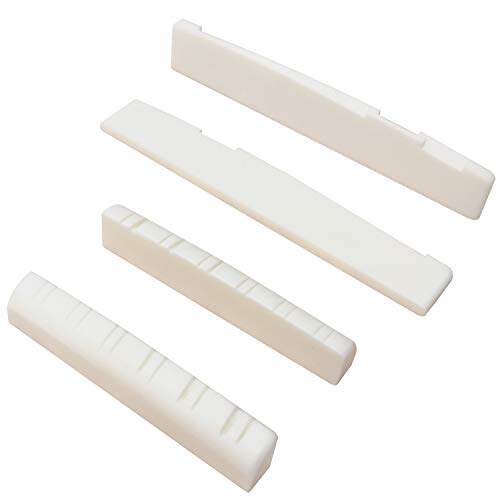 Product Cover 2 Sets 12-String Guitar Bridge Saddle and Nut,Real Bone Parts for Acoustic Guitar Replacement