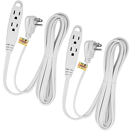 Product Cover Kasonic 12-Feet 3 Outlet Extension Cord 2 Pack - Triple Wire Grounded Multi Outlet; UL Listed 16/3 SPT-3; 13 Amp - 125V - 1625 Watts (White)