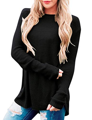 Product Cover MEROKEETY Women's Long Sleeve Oversized Crew Neck Solid Color Knit Pullover Sweater Tops
