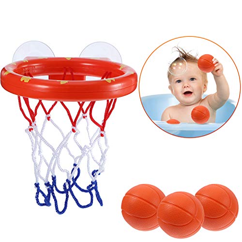 Product Cover Jovitec Basketball Hoop and Balls Playset for Boys and Girls Bathtub Shooting Game Bath Toy for Kids and Toddlers Gift Set, Suctions Cups That Stick to Most Smooth Surface (3 Balls Included)