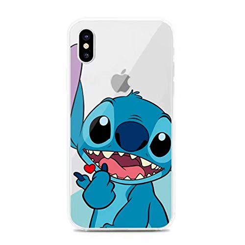 Product Cover Ultra Slim Soft TPU Transparent Blue Stitch Case for iPhone XR 6.1 Inch 2018 Shockproof Smooth Lilo Walt Disney Cartoon Cute Chic Lovely Clear Fun Cool Girls Women Teens Kids Daughter