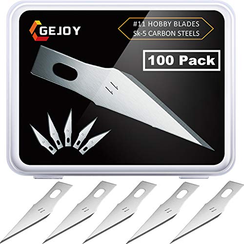 Product Cover Gejoy Hobby Blades Set in Storage Case, 11 Replacement Blade for Hobby Knife Cutting Tool for Art Cutting, Sculpture, Scrapbooks (100)