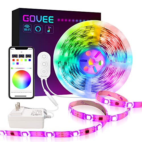 Product Cover DreamColor LED Strip Lights, Govee 16.4ft WiFi Wireless Smart Light Strip Works with Alexa Google Assistant App Control for Room Bedroom Kitchen Outdoors Music Sync Waterproof (Not Support 5G WiFi)