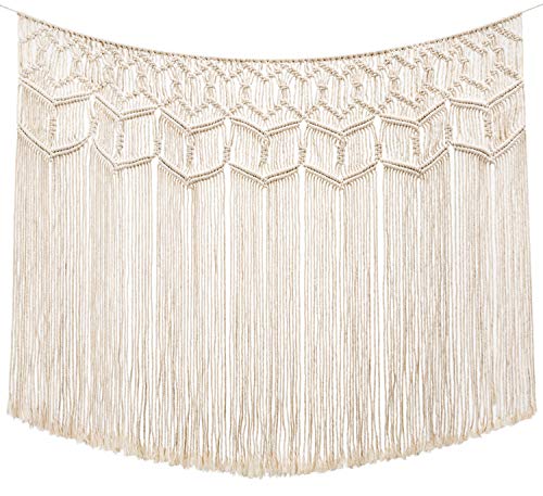 Product Cover Mkono Macrame Wall Hanging Curtain Fringe Garland Banner Boho Wall Decor Woven Home Christmas Decoration for Apartment Bedroom Living Room Gallery Nursery, 43