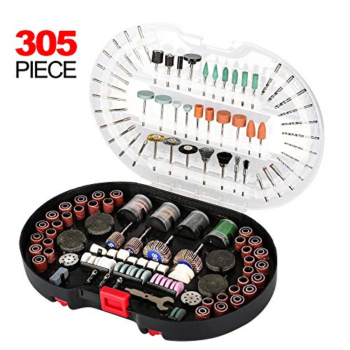 Product Cover Populo 305-Piece Rotary Tool Accessories Kit, 1/8-inch Diameter Shanks, Universal Fitment for Easy Cutting, Grinding, Sanding, Sharpening, Carving and Polishing, Storage Case.