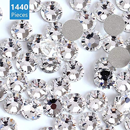 Product Cover Onwon 1440 Pieces SS16 / 4mm Clear Crystal Flat Back Brilliant Round Rhinestones Glass Stones Glitter Gems Transparent Faux Diamond, Non Self-Adhesive (Clear)