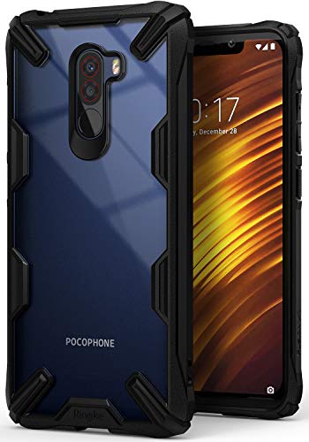Product Cover Ringke [Fusion-X] Compatible with Poco F1 Back Case Cover Ergonomic Transparent [Military Drop Tested Defense] Hard PC Back TPU Bumper Impact Resistant Protection Cover for Xiaomi Pocophone F1 - Black