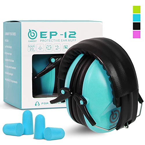 Product Cover EAREST Protection Ear Muffs, Noise Reduction Safety Ear Muffs Shooting Earmuff with A Useful Carring Bag + Belt, NRR 28DB Professional Ear Defenders for Adults and Children (Robin Egg Blue 2)