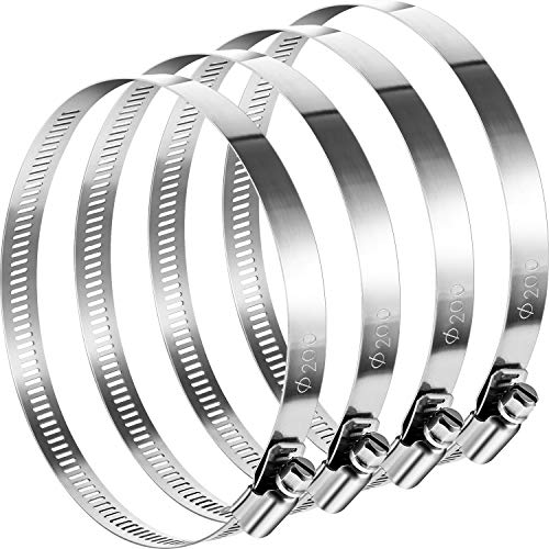Product Cover Boao 4 Pieces Adjustable 304 Stainless Steel Duct Clamps Hose Clamp (8 Inch)