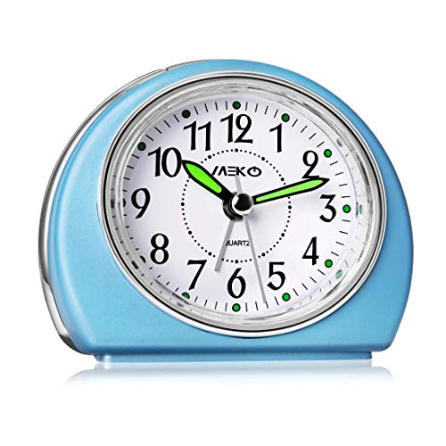 Product Cover Alarm Clocks Non-Ticking for Bedrooms, MEKO Smart Tickless AA Battery Powered Travel Alarm Clock with Snooze and Nightlight, Silent No Ticking Bedside Clock(Blue)