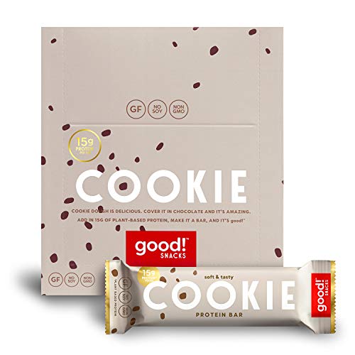 Product Cover good! Snacks Vegan Cookie Dough Protein Bar | Gluten-Free, Plant Based, Low Sugar, Kosher, Soy Free, Non GMO | 15g Protein (12 Bars)...