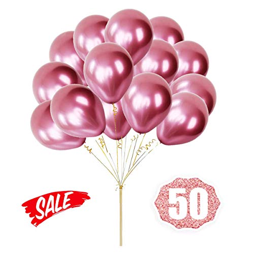 Product Cover HoveBeaty Pink Balloons Chrome Shiny Metallic Latex 12 Inch Thicken Balloons 50 Pack for Wedding Party Baby Shower Christmas Birthday Carnival Party Decoration Supplies