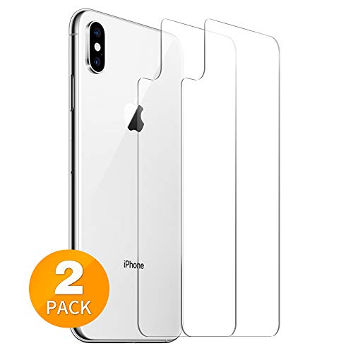 Product Cover Tensea Back Screen Protector for Apple iPhone Xs Max 6.5 inch Rear Back Tempered Glass Firm, Anti-Scratch, Anti-Fingerprint, Case Friendly, Ultra Thin, HD Clear, 2 Pack