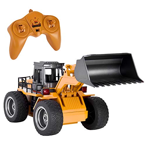 Product Cover GotechoD Remote Control Construction Toy RC Truck Alloy Shovel 2.4G RC Vehicle Remote Control Trucks RC Bulldozer 1/18 6 Channel 4WD Tractor RC Front Loader Toys for 6-15 Years Old Boys Kids Gift