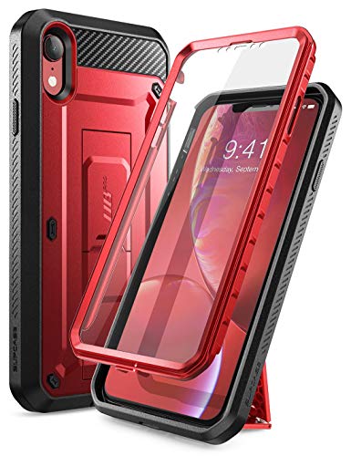 Product Cover SUPCASE Unicorn Beetle Pro Series Full-Body Rugged Holster Case with Built-in Screen Protector for Apple iPhone XR 6.1 Inch 2018 (Metallic Red)