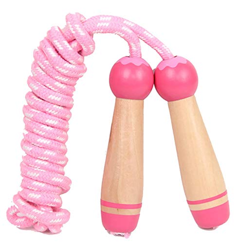 Product Cover TIENO Toy Jump Rope for Kids Wooden Handle Jumping Ropes 7 Feet Christmas Birthday Gift Pink