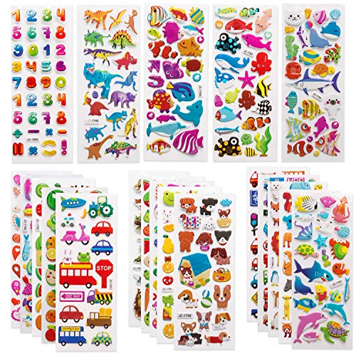 Product Cover SAVITA 3D Stickers for Kids & Toddlers 500+ Puffy Stickers Variety Pack for Scrapbooking Bullet Journal Including Animal, Numbers, Fruits, Fish, Dinosaurs, Cars and More