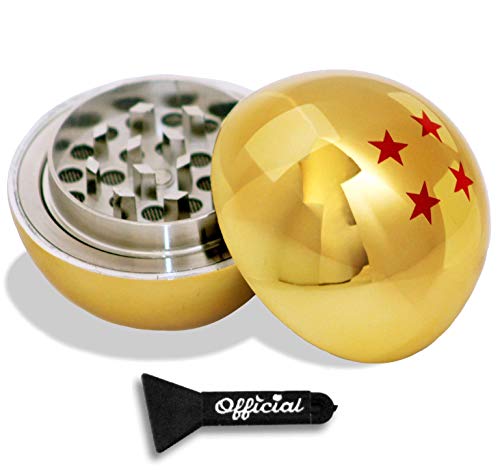 Product Cover Official Dragon Ball Z Herb Grinder - 4 Star Golden Dragonball Herb & Spice Tool With BONUS Scraper - Dragon Ball Z Gifts, Anime Gifts - 3 Part Grinder, 2.2 Inches