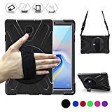 Product Cover Galaxy Tab A 10.5 Case, BRAECN Heavy Duty Shockproof Rugged Case with 360 Degree Rotatable Hand Strap,Kickstand/Carrying Shoulder Strap for Samsung Galaxy Tab A 10.5 2018 SM-T590/T595 Tablet (Black)