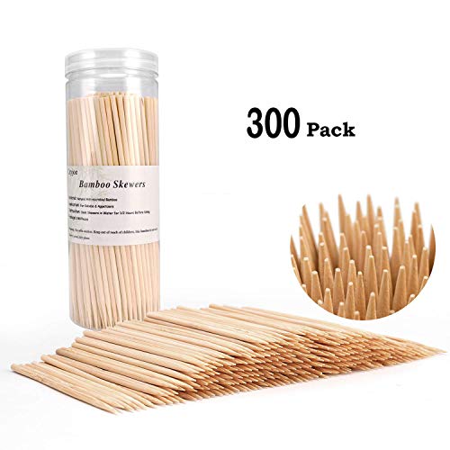 Product Cover Bamboo Skewers BBQ Natural Bamboo Sticks for Appetizers, Cocktails, Corn Dog, Corn Cob, Chocolate Fountain, Kabob, Grill (6 inch -300pcs)