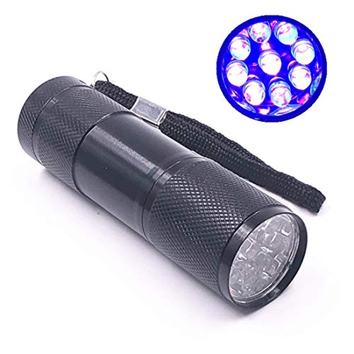 Product Cover 9 LED UV Flashlight, 395nm UV Torch Lights for Pet Urine Detector, Money Checker,Scorpions, Bed Bugs，Curing UV Glue (3 x AAA Batteries Not Included)