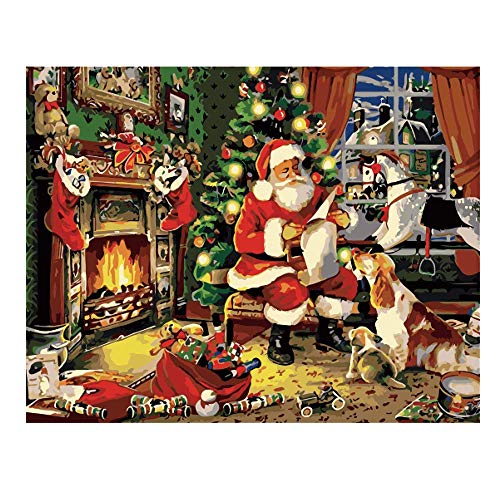 Product Cover DIY Paint by Numbers for Adults Kids Paint by Numbers Christmas DIY Painting Acrylic Paint by Numbers Painting Kit Christmas Santa Claus Home Wall Living Room Bedroom Decoration