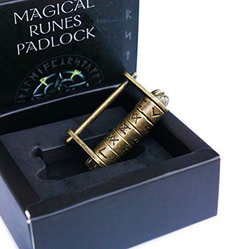 Product Cover BOSSI Magical Runes Padlock - Halloween Prop, School Backpacks, Bags, Jewelry Box, Chest, cabinets, Escape Room, Ancient Lock Novelty Trinket Toy