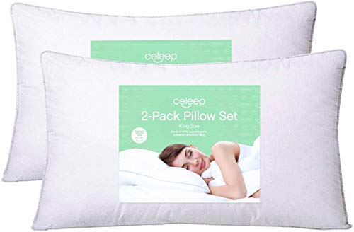 Product Cover Celeep 2-Pack King Bed Pillows - 20 x 36-1200GSM Ultra Soft Sand Washed Cover, Sleeping Pillows with Lofty Microfiber Filling