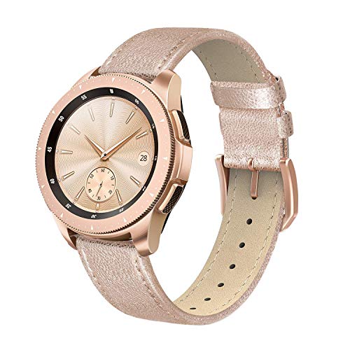 Product Cover SWEES Genuine Leather Band Compatible Samsung Galaxy Watch 42mm & Gear S2 Classic & Sport, 20mm Replacement with Quick Release Pins for Galaxy Watch Active 2 Smart Watch 2019 Women Men, Rose Gold