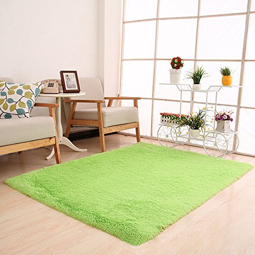 Product Cover Clearance  Tuscom Silk Fluffy Anti-Skid Shaggy Area Rug,for Dining Room Home Bedroom Carpet Floor Mat,19.68x31.49inch (Green)