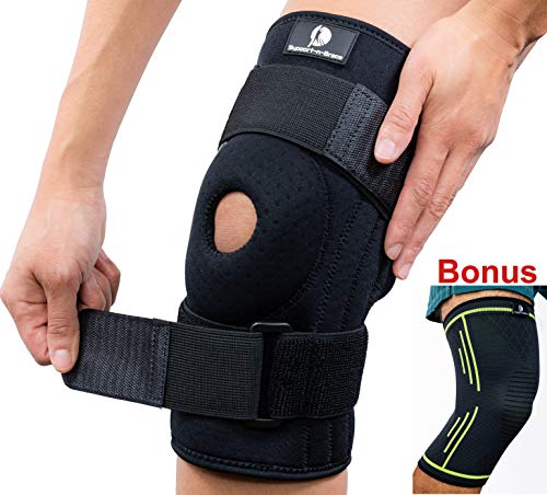Product Cover Support-n-Brace Knee Brace + Bonus Compression Knee Sleeve Pads for Men & Women - Wrap Either Knee Pain - Meniscus Tear- Arthritis - ACL/PCL Injuries, Sports Protector & stabilizer