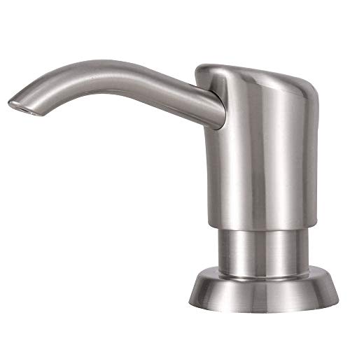 Product Cover Gagal Built in Sink Soap Dispenser or Lotion Dispenser for Kitchen Sink, Brushed Nickel ABS Pump Head, with 13 Ounce Large PET Soap Bottle