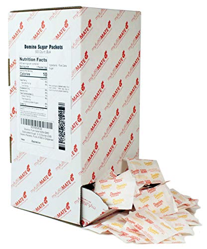 Product Cover Domino Pure Cane NON-GMO Granulated Sugar, 0.10 Ounce (2.83 Gram) Packets, Pack of 500 in Dispenser Box