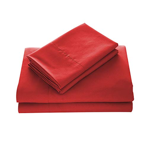Product Cover WAVVA Bedding Luxury 3-Pcs Bed Sheets Set- 1800 Hotel Collection Deep Pocket, Wrinkle & Fade Resistant (Twin, Ribbon Red)