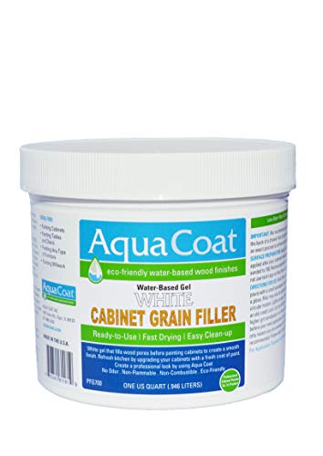 Product Cover Aqua Coat, Best White Cabinet Wood Grain Filler, White Gel, Water Based, Low Odor, Fast Drying, Non Toxic, Environmentally Safe (Quart)