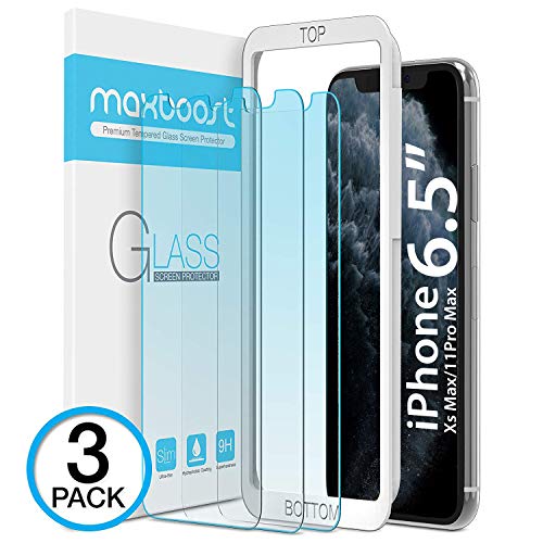 Product Cover Maxboost (3 Pack) Screen Protector with Anti-Blue Compatible Apple iPhone 11 Pro Max and iPhone Xs Max (6.5