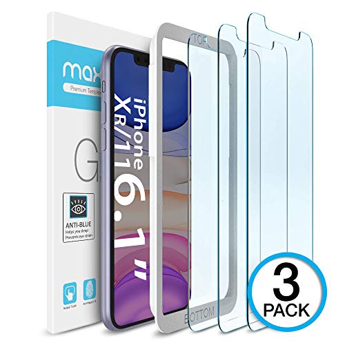 Product Cover Maxboost (3 Pack) Screen Protector with Anti-Blue Compatible Apple iPhone 11 and iPhone XR (6.1