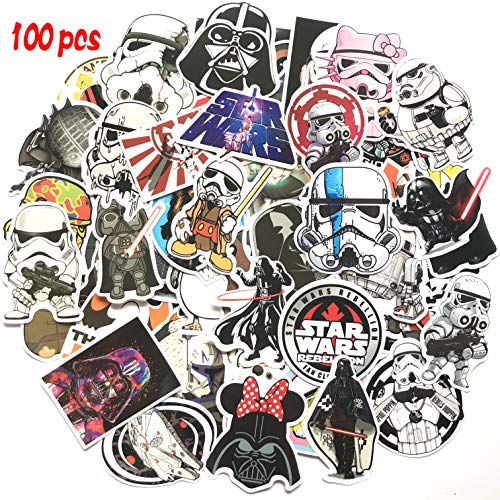 Product Cover 100 Pcs Star Wars Sticker Pack,Unique Cool Stickers Notebook Guitar Skateboard Travel Stickers Waterproof