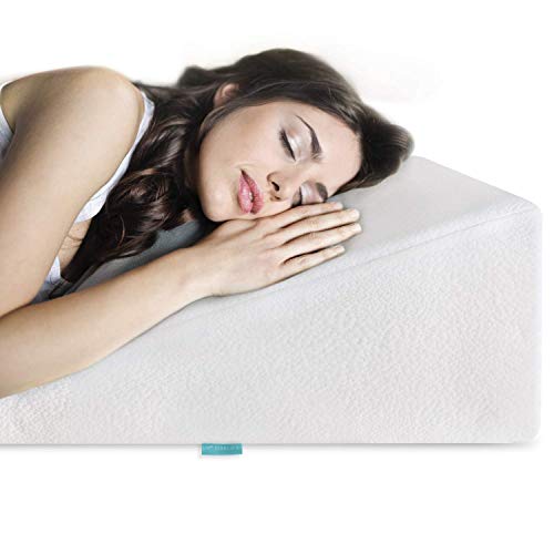 Product Cover Bed Wedge Pillow Gel Memory Foam Top - Cooling Elevated Support Cushion for Lower Back Pain, Acid Reflux, Heartburn, Allergies, Snoring - Ultra Soft Breathable Cover (10 Inch Wedge) by VivaLife