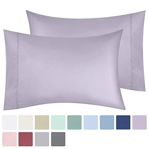Product Cover 600 Thread Count 100% Cotton Pillow Cases, Lavender Standard Pillowcase Set of 2 for Kids & Adults, Extra Long - Staple Pure Cotton Pillows for Sleeping, Soft & Silky Sateen Weave Bed Pillow Covers