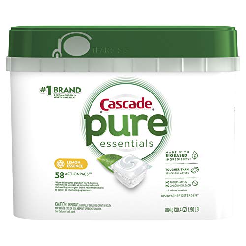 Product Cover Cascade Pure Essentials Actionpacs Dishwasher Detergent, Lemon Essence, 58 Count