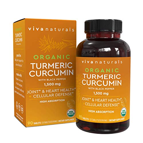 Product Cover Organic Turmeric Curcumin Supplements with Black Pepper for Better Absorption | 1500mg High Potency Turmeric Pills Organic for Joint Support, Joint Supplements for Men & Women, 90 Tablets.
