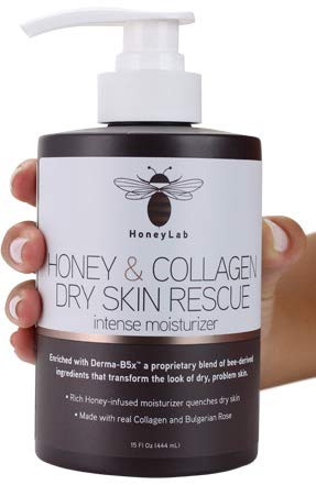 Product Cover HoneyLab Dry Skin Rescue Cream for Face and Body. 15 FL Oz. Anti-aging Cream with Collagen and Honey and Bulgarian Rose for Wrinkles, Dry Skin, Sagging Skin. (15oz)